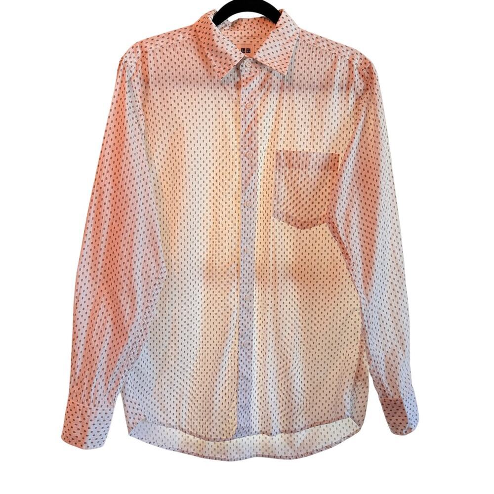 Uniqlo Men's Cotton Button Down Geometric Long Sleeve Sz Small